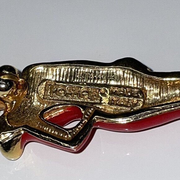 L’Officiel Italy Laura Fabbri Red Enamel Crystal Woman in Gown Brooch Pin - Picture 6 of 7